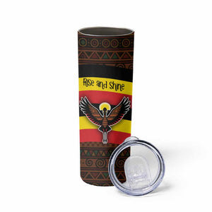 Uganda Skinny Tumbler - Crested Crane and Rise and Shine Tribal Pattern Design