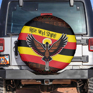 Uganda Spare Tire Cover - Crested Crane and Rise and Shine Tribal Pattern Design