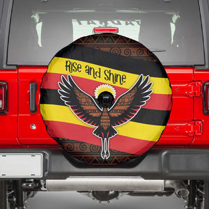 Uganda Spare Tire Cover - Crested Crane and Rise and Shine Tribal Pattern Design