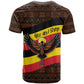 Uganda T shirt - Crested Crane and Rise and Shine Tribal Pattern Design