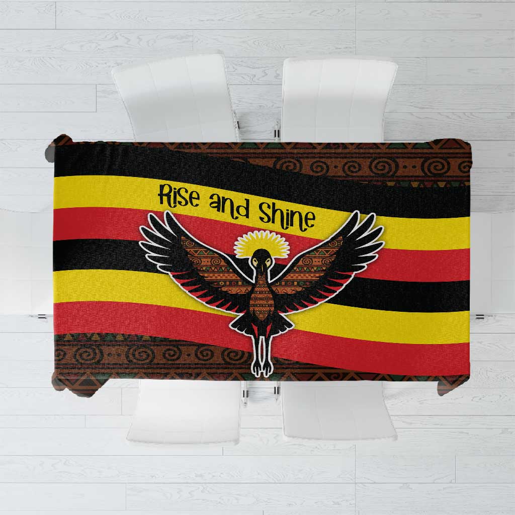 Uganda Tablecloth - Crested Crane and Rise and Shine Tribal Pattern Design