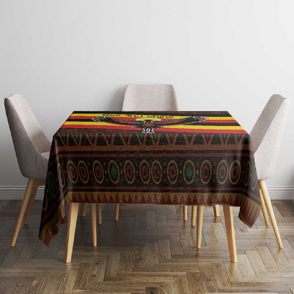 Uganda Tablecloth - Crested Crane and Rise and Shine Tribal Pattern Design