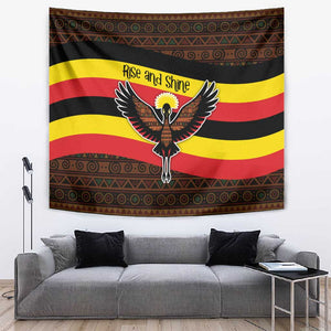 Uganda Tapestry - Crested Crane and Rise and Shine Tribal Pattern Design