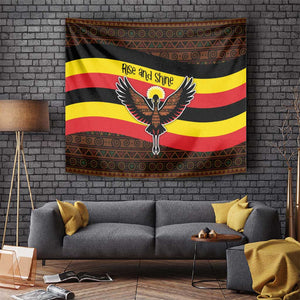 Uganda Tapestry - Crested Crane and Rise and Shine Tribal Pattern Design