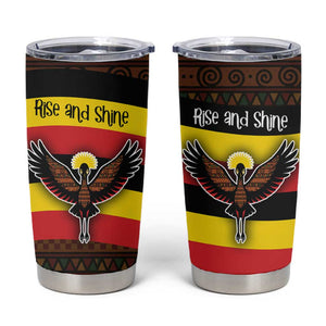 Uganda Tumbler Cup - Crested Crane and Rise and Shine Tribal Pattern Design