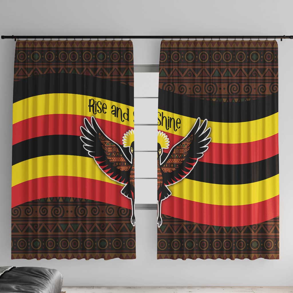 Uganda Window Curtain - Crested Crane and Rise and Shine Tribal Pattern Design