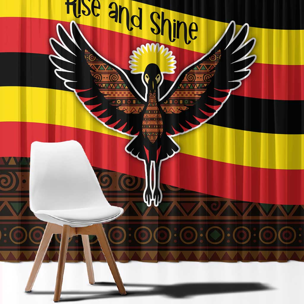 Uganda Window Curtain - Crested Crane and Rise and Shine Tribal Pattern Design