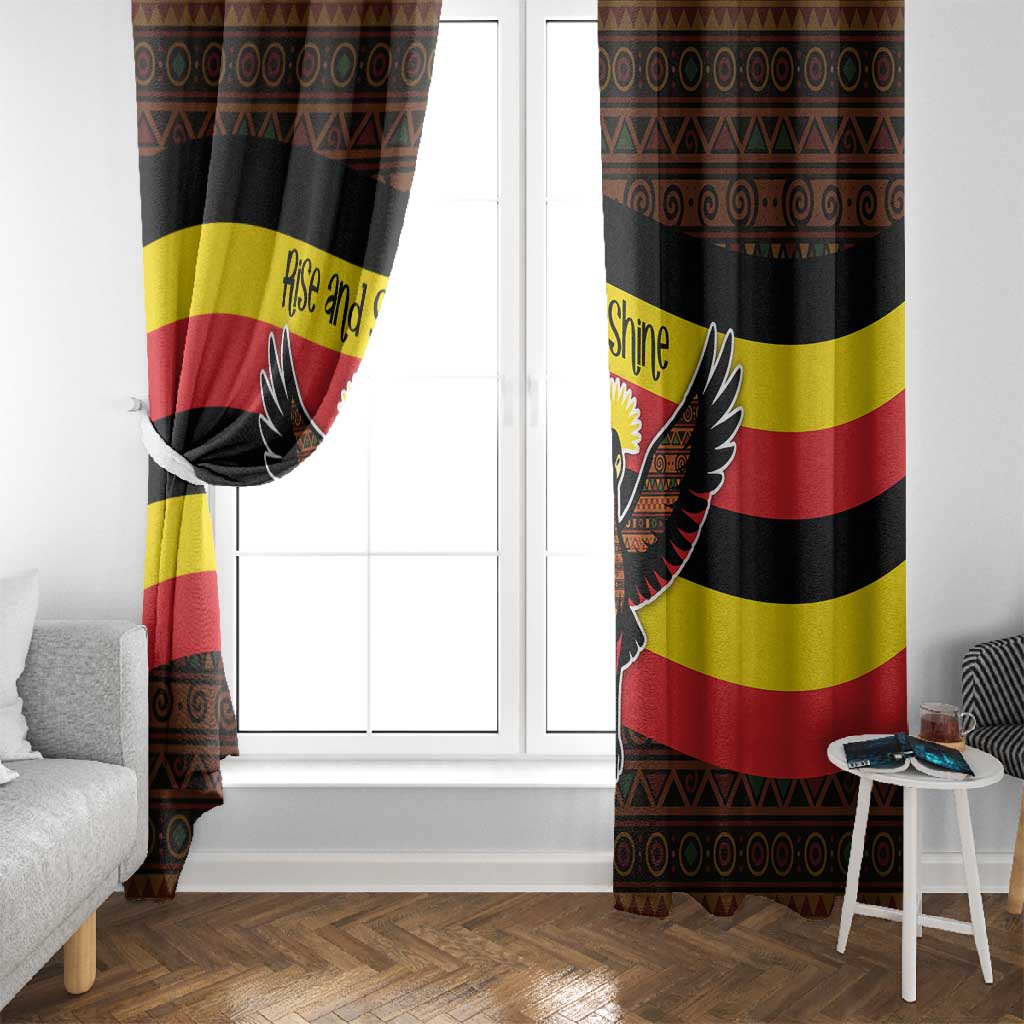 Uganda Window Curtain - Crested Crane and Rise and Shine Tribal Pattern Design