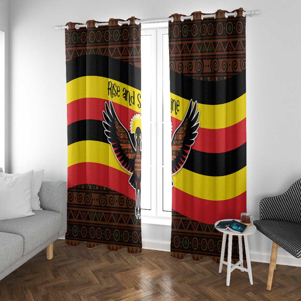 Uganda Window Curtain - Crested Crane and Rise and Shine Tribal Pattern Design