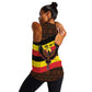 Uganda Women Racerback Tank - Crested Crane and Rise and Shine Tribal Pattern Design