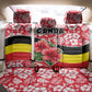 Uganda Back Car Seat Cover - Red Hibiscus Flowers and National Flag Design
