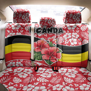 Uganda Back Car Seat Cover - Red Hibiscus Flowers and National Flag Design