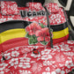 Uganda Back Car Seat Cover - Red Hibiscus Flowers and National Flag Design