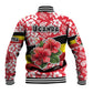 Uganda Baseball Jacket - Red Hibiscus Flowers and National Flag Design