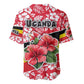 Uganda Baseball Jersey - Red Hibiscus Flowers and National Flag Design
