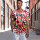 Uganda Baseball Jersey - Red Hibiscus Flowers and National Flag Design
