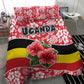 Uganda Bedding Set - Red Hibiscus Flowers and National Flag Design