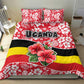 Uganda Bedding Set - Red Hibiscus Flowers and National Flag Design