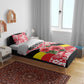 Uganda Bedding Set - Red Hibiscus Flowers and National Flag Design