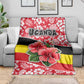 Uganda Blanket - Red Hibiscus Flowers and National Flag Design