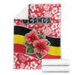 Uganda Blanket - Red Hibiscus Flowers and National Flag Design