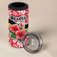Uganda 4 in 1 Can Cooler Tumbler - Red Hibiscus Flowers and National Flag Design