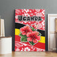 Uganda Canvas Wall Art - Red Hibiscus Flowers and National Flag Design