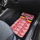 Uganda Car Mats - Red Hibiscus Flowers and National Flag Design