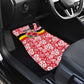 Uganda Car Mats - Red Hibiscus Flowers and National Flag Design