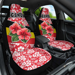 Uganda Car Seat Cover - Red Hibiscus Flowers and National Flag Design