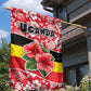 Uganda Garden Flag - Red Hibiscus Flowers and National Flag Design