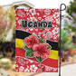 Uganda Garden Flag - Red Hibiscus Flowers and National Flag Design