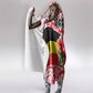 Uganda Hooded Blanket - Red Hibiscus Flowers and National Flag Design