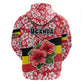 Uganda Hoodie - Red Hibiscus Flowers and National Flag Design