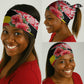 Uganda Neck Gaiter - Red Hibiscus Flowers and National Flag Design TS04