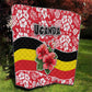 Uganda Quilt - Red Hibiscus Flowers and National Flag Design