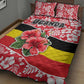 Uganda Quilt Bed Set - Red Hibiscus Flowers and National Flag Design