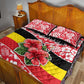 Uganda Quilt Bed Set - Red Hibiscus Flowers and National Flag Design