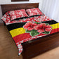 Uganda Quilt Bed Set - Red Hibiscus Flowers and National Flag Design