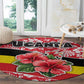 Uganda Round Carpet - Red Hibiscus Flowers and National Flag Design