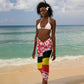 Uganda Sarong - Red Hibiscus Flowers and National Flag Design