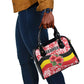 Uganda Shoulder Handbag - Red Hibiscus Flowers and National Flag Design