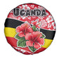 Uganda Spare Tire Cover - Red Hibiscus Flowers and National Flag Design