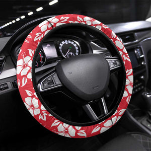 Uganda Steering Wheel Cover - Red Hibiscus Flowers and National Flag Design