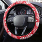 Uganda Steering Wheel Cover - Red Hibiscus Flowers and National Flag Design