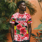 Uganda T shirt - Red Hibiscus Flowers and National Flag Design