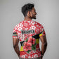 Uganda T shirt - Red Hibiscus Flowers and National Flag Design