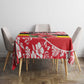 Uganda Tablecloth - Red Hibiscus Flowers and National Flag Design