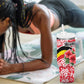 Uganda Tumbler With Handle - Red Hibiscus Flowers and National Flag Design