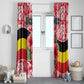 Uganda Window Curtain - Red Hibiscus Flowers and National Flag Design